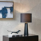 Matte Black Ceramic Ribbed Table Lamp - view 2